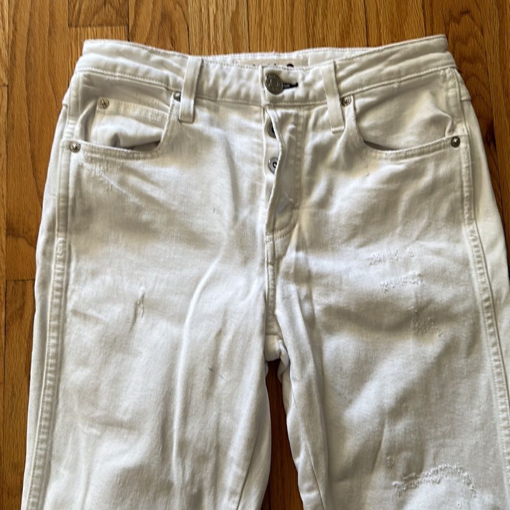 Amo jeans white button fly raw edge great condition small pen marks (2) shown - Picture 2 of 8
